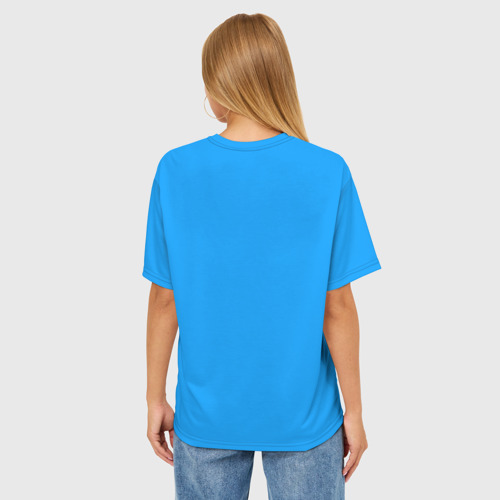 Женская футболка oversize 3D Человек-Бензопила на голубом фоне, цвет 3D печать - фото 4