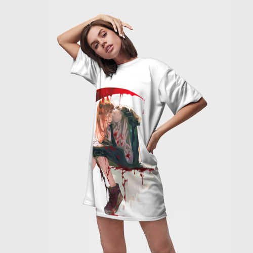 Платье-футболка 3D Человек Бензопила Аниме, цвет 3D печать - фото 3