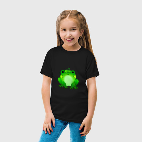 Детская футболка хлопок Жаба с листиком, цвет черный - фото 5