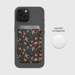 Картхолдер Magsafe магнитный Лесной принт с мухоморами - фото 2