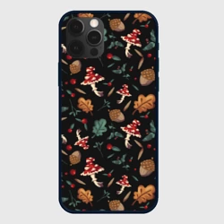 Чехол для iPhone 12 Pro Max Лесной принт с мухоморами