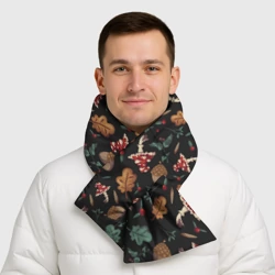 Шарф-пуховик 3D Лесной принт с мухоморами - фото 2