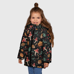 Зимняя куртка для девочек 3D Лесной принт с мухоморами - фото 2