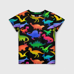 Детская футболка 3D Яркие динозавры
