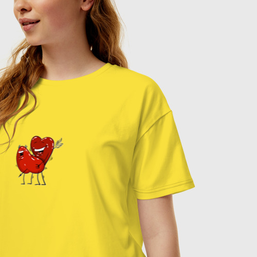 Женская футболка хлопок Oversize Love each other hearts, цвет желтый - фото 3