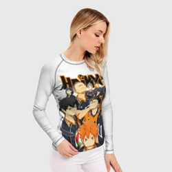 Женский рашгард 3D Крутой волебольная команда из аниме Haikyuu!! - фото 2