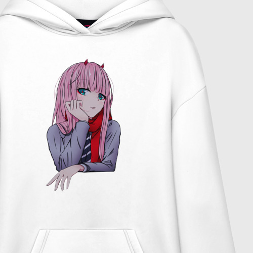 Худи SuperOversize хлопок Грустная Zero Two, цвет белый - фото 3