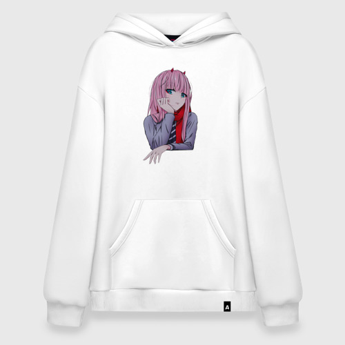 Худи SuperOversize хлопок Грустная Zero Two, цвет белый