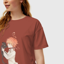 Женская футболка хлопок Oversize Обещанный Неверленд Эмма - фото 2
