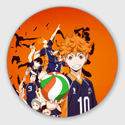 Круглый коврик для мышки Волебольная команда из аниме Haikyuu!!