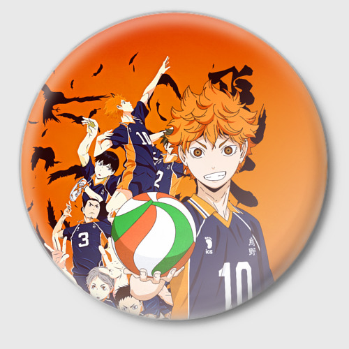 Значок Волебольная команда из аниме Haikyuu!!, цвет белый