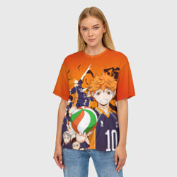 Женская футболка oversize 3D Волебольная команда из аниме Haikyuu!! - фото 2