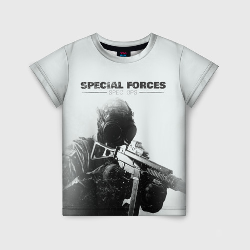 Детская футболка 3D с принтом Special Forces, вид спереди #2