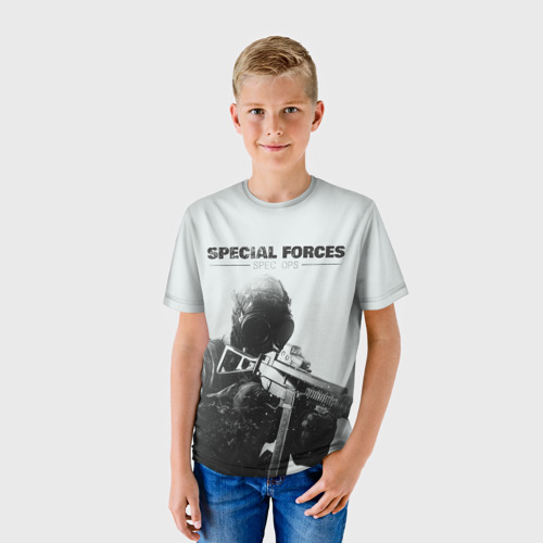 Детская футболка 3D с принтом Special Forces, фото на моделе #1