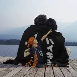 Плед 3D Подача Сёё Хинаты. Haikyuu!! на черном фоне - фото 2