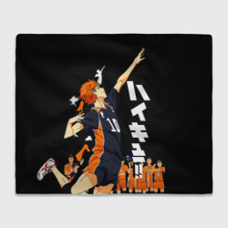 Плед 3D Подача Сёё Хинаты. Haikyuu!! на черном фоне