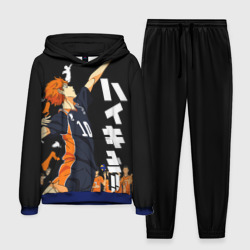 Мужской костюм с толстовкой 3D Подача Сёё Хинаты. Haikyuu!! на черном фоне