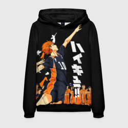 Мужская толстовка 3D Подача Сёё Хинаты. Haikyuu!! на черном фоне