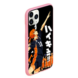 Чехол для iPhone 11 Pro Max матовый Подача Сёё Хинаты. Haikyuu!! на черном фоне - фото 2