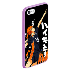 Чехол для iPhone 5/5S матовый Подача Сёё Хинаты. Haikyuu!! на черном фоне - фото 2