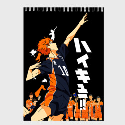 Скетчбук Подача Сёё Хинаты. Haikyuu!! на черном фоне