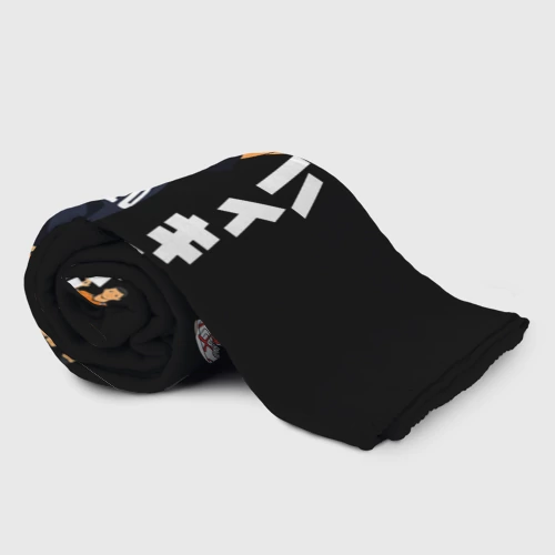 Плед 3D с принтом Подача Сёё Хинаты Haikyuu!! на черном фоне, фото на моделе #1