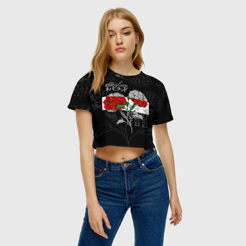 Женская футболка Crop-top 3D Обещанный Неверленд Цветы Вида, цвет 3D печать - фото 3