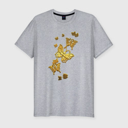 Мужская футболка хлопок Slim Золотистые бабочки