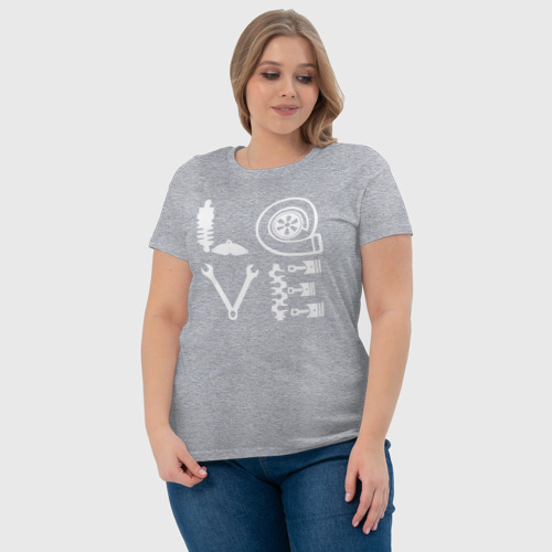 Женская футболка хлопок Автомеханику, цвет меланж - фото 6