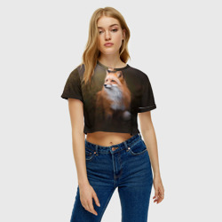 Женская футболка Crop-top 3D Лиса-охотница - фото 2