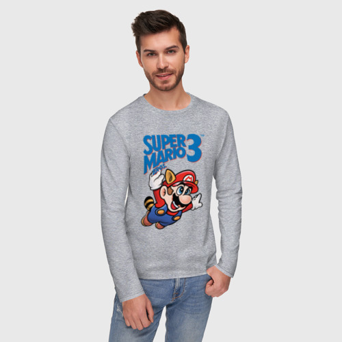 Мужской лонгслив хлопок Super Mario bros 3, цвет меланж - фото 3