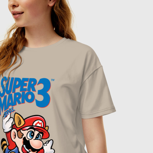 Женская футболка хлопок Oversize Super Mario bros 3, цвет миндальный - фото 3