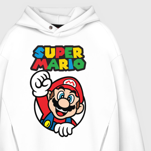 Мужское худи Oversize хлопок NES - super Mario, цвет белый - фото 4