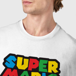 Футболка с принтом NES - super Mario для мужчины, вид на модели спереди №4. Цвет основы: белый