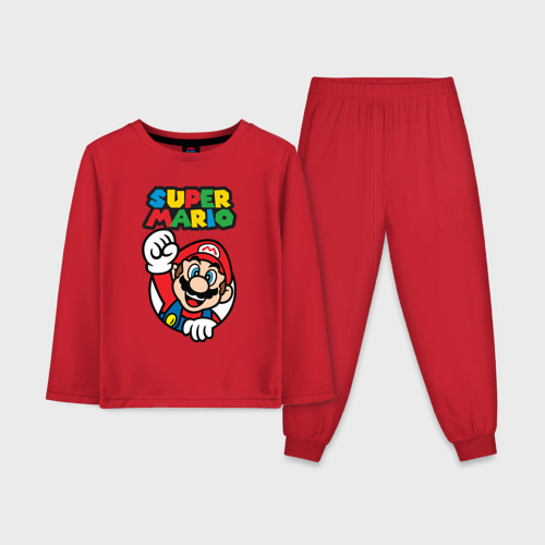 Детская пижама с лонгсливом хлопок NES - super Mario, цвет красный