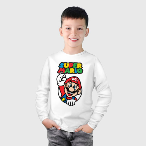 Детский лонгслив хлопок NES - super Mario, цвет белый - фото 3