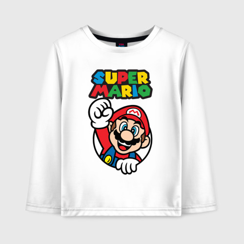 Детский лонгслив хлопок NES - super Mario, цвет белый