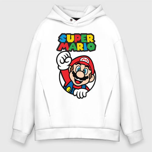 Мужское худи Oversize хлопок NES - super Mario, цвет белый