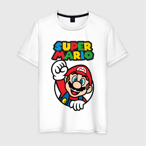 Мужская футболка из хлопка с принтом NES - super Mario, вид спереди №1