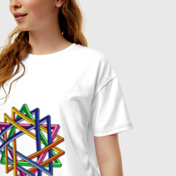 Женская футболка хлопок Oversize Иллюзия треугольники - фото 2