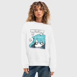 Женский свитшот oversize без начеса хлопок Грусть - фото 2