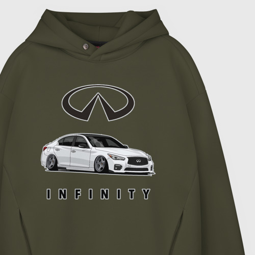 Мужское худи Oversize хлопок Infinfity Car, цвет хаки - фото 4