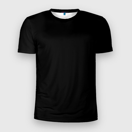 Мужская футболка 3D Slim с принтом Просто черный цвет, вид спереди #2