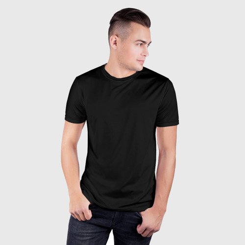 Мужская футболка 3D Slim с принтом Просто черный цвет, фото на моделе #1