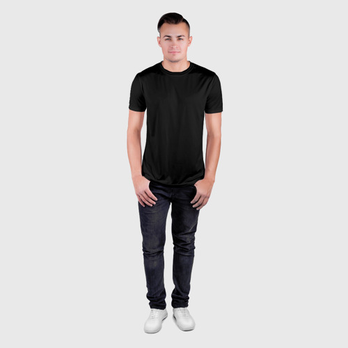 Мужская футболка 3D Slim с принтом Просто черный цвет, вид сбоку #3