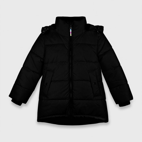 Зимняя куртка для девочек с принтом Просто черный цвет, вид спереди №1