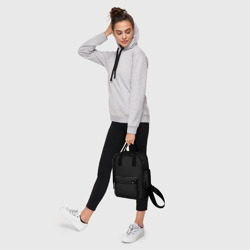 Рюкзак с принтом Просто черный цвет для женщины, вид на модели спереди №4. Цвет основы: белый