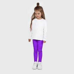 Леггинсы с принтом Фиолетовый для ребенка, вид на модели спереди №3. Цвет основы: белый