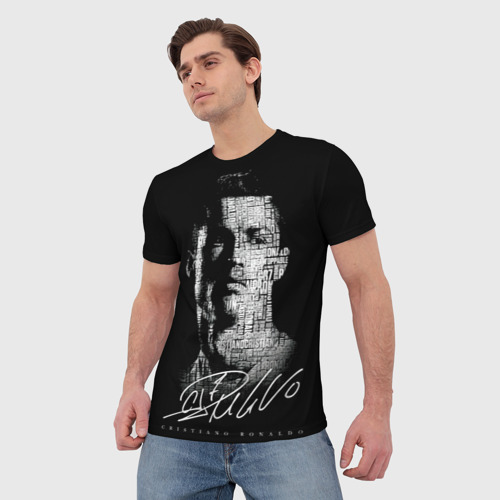 Мужская футболка 3D с принтом Кристиано Рональдо автограф, фото на моделе #1