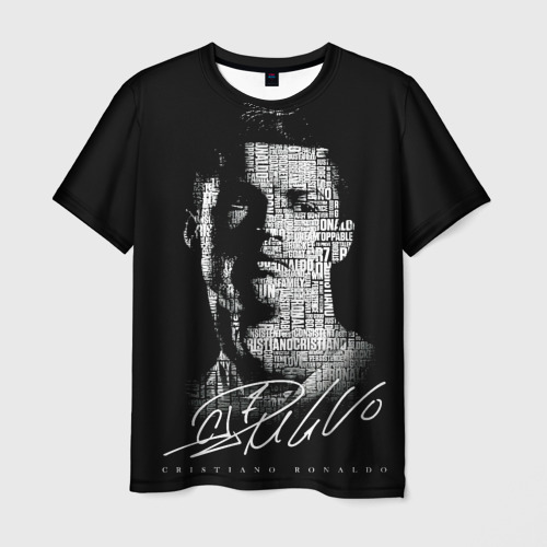 Мужская футболка 3D с принтом Кристиано Рональдо автограф, вид спереди #2